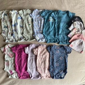 Carter’s Baby Girl Onsie Spring, Summer Bundle. Lot of 16 pieces! Size 3 month